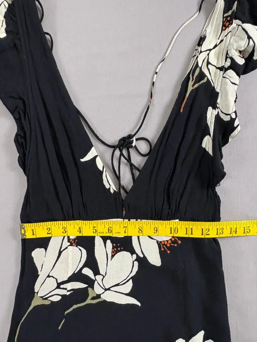 Free People She’s A Waterfall Floral Midi Dress Black Ivory Open Back Size 4 - Picture 8 of 9